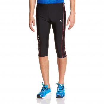 Ultra Sport Mens QuickDry Running Capris – Black & Red, Large