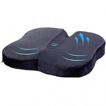 Sitzkissen zur Druckentlastung des Rückens, TravelEase Memory Foam Sitzkissen für Bürostuhl, Rollstuhl, Autositz, Schwangerschaft (Blau)