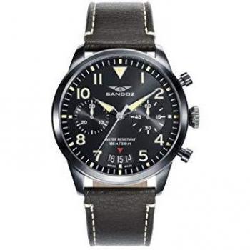 Étanche 10 ATM Montre Sandoz Noir Quartz 81423-85