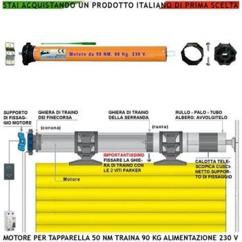 Securvera Tapparella 230V 220W 50Nm 90Kg Corsa Fine