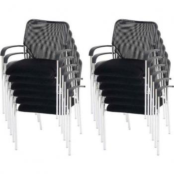 Stapelbarer Besucherstuhl Tucson, 12er-Set, Textil schwarz
