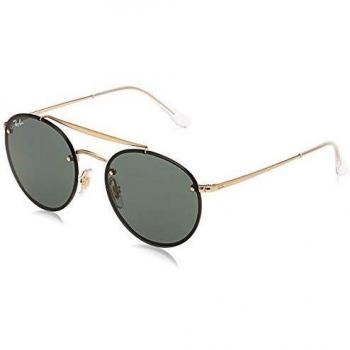 Ray-Ban Blaze Round Double Bridge Sunglasses RB3614N 914071 Demi Gloss Gold/Dark Green