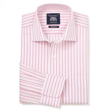 Savile Row Blue Poplin Striped Classic Formal Shirt – Single Cuff