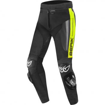 Pantaloni in Pelle Moto Berik Kendo Nero Giallo 54