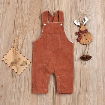 Baby Girl Boy Corduroy Suspender Romper 0-2T