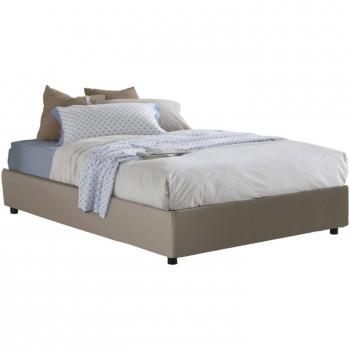 Lit conteneur Dmora Double en similcuir écologique, Italie 100 %, ouverture frontale, matelas 140x190 cm, Tourterelle