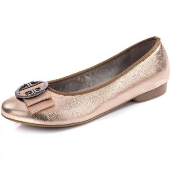Pisa Jenny 22‑53306‑65 – 7 ½ Roségold Ballerinas, Damen, Veloursleder‑Look mit Lederinnensohle