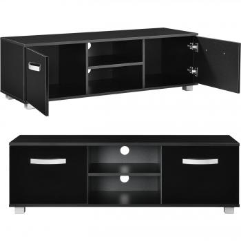 Meuble TV Mélaminé Noir – Design Classique, 120×40×38 cm
