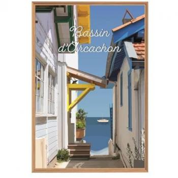 Tableau décoratif cabanes d'Arcachon 65x97 cm CEANOTHE