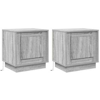 Grey Sonoma Nightstand Duo with LED Lighting – 44x34.5x45 cm