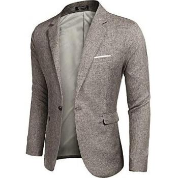 MAXMODA Herren Blazer Slim Fit Jacke mit Fronttasche Sportjacke Freizeitanzug Khaki Large