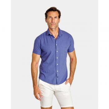 Camiseta Azul Hombre Corto Semihilo Slim