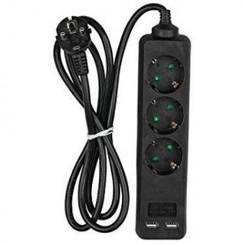LEDLUX AP8776 Ciabatta Elettrica con 2 USB e 3 Posti Schuko