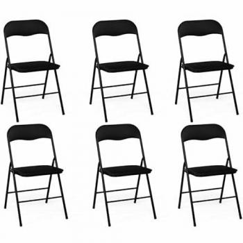 Set di 6 Sedie Pieghevoli Nere in PU