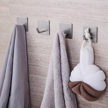 Adhesive Wall Hooks Heavy Duty Removable Stainless Steel