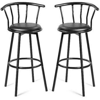 Costway 2 sedie bar ergonomiche con sgabello alto in nero