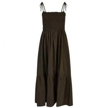 Yumi Robe Midi Ikat Noir