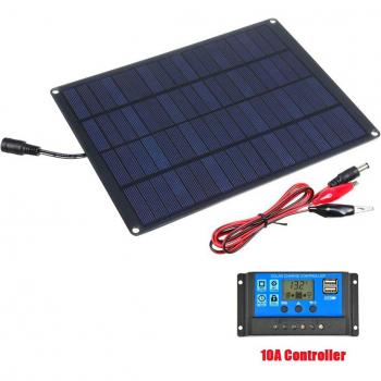 20W 18V Solarzelle mit Batterieclip + 10/20/30/50A Solar-Ladegerät Regler für Camping und Outdoor