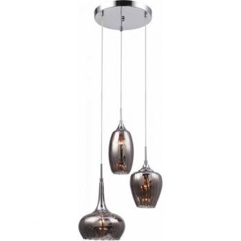 Lampada Italux Cromata con 3 Luci e Paralume Fumé