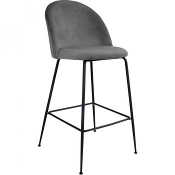 Sedia Da Bar Moderna in Velluto Grigio con Piedini Neri HOUSE NORDIC