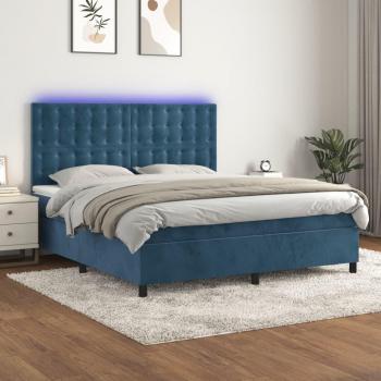 Lit double sommière à lattes, matelas inclus, LED bleu foncé 160x200 cm – VidaXL
