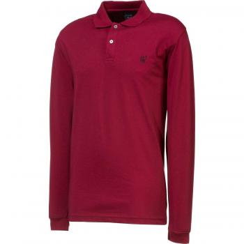 Piqué‑Poloshirt „Hajo“ Weinrot – Bruststickerei, EU 44/46