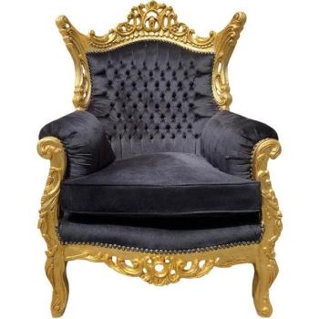 Casa Padrino Barock Sessel Al Capone Luxus Schwarz-Gold