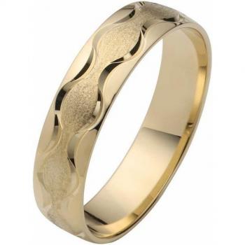 Firetti Trauring „Schmuck Geschenk Gold 375 Hochzeit Ehering LIEBE Welle“ – 18‑Gr., 5 mm, Gelbgold 585 – wahlweise mit oder ohne Brillant –