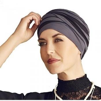 Christine Headwear Shanti Turban Turbante de Bambú 1461-0394 Color Negro y Azul, Gorro Pañuelo Mujer Oncología Alopecia