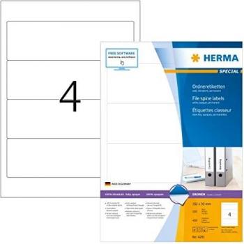 File Labels A4, 192 x 59mm, White Opaque Stickers for Wide Files