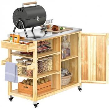 Carrito de Cocina al Aire Libre “Outsunny” Madera + Acero