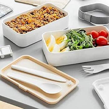 Silicon-Lunchbox IG814779 von InnovaGoods – doppelschachtig, luftdicht, inkl. Besteck