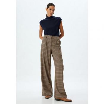 Koton Damen Palazzohose mit Plissee und Hoher Taille
