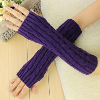 Cute Warm Fingerless Knitted Wool Gloves for Women