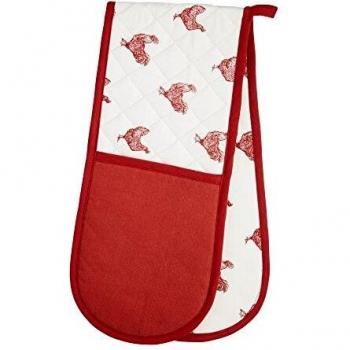 Cream and Red Oven Gloves