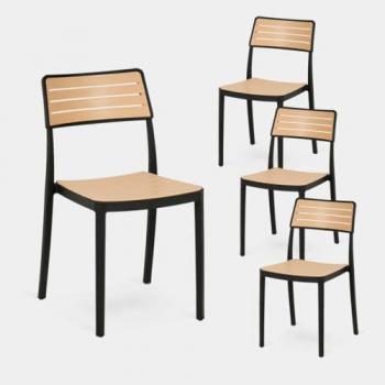 4 chaises Hilda empilables en polypropylène noir
