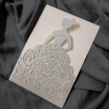 10-Pack Silver Glitter Quinceañera Invitations