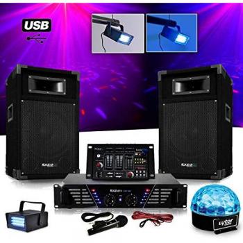 DJ Performance Kit 500 W – Ampli, Haut-parleurs, Table Mix + LED SixMagic