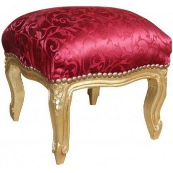 Barockfußhocker Bordeauxrot mit goldenen Akzenten