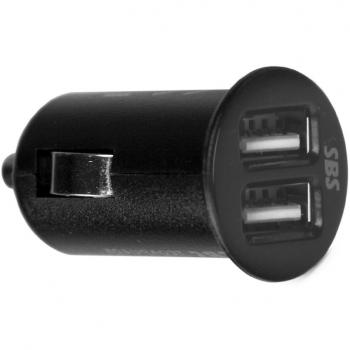 Dual-USB Auto-Ladegerät SBS – 2 Kabel, 12 V, schwarz, 2,4 A