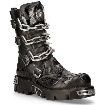 New Rock 727-S1 Gothic-Stiefel Schwarz bis zur Wade US 39
