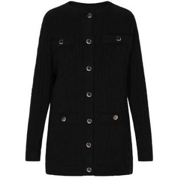 Zweiteiliger Pullover-Cardigan für Damen in Schwarz, hergestellt von Dreimaster, Gr. XL/2XL