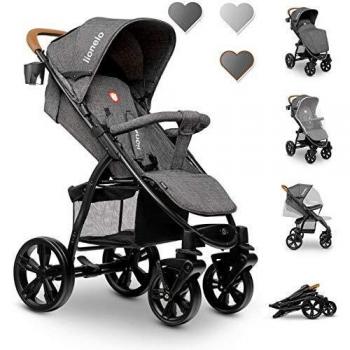 Lionelo Annet passeggino leggero pieghevole grigio cappottina XXL