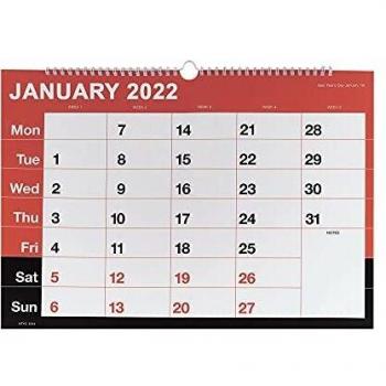 Vertical Wirebound Monthly Calendar 2022 A3