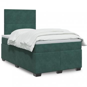 Box Spring Bed with Mattress Dark Green 120x190 cm Small Double Velvet Vidaxl