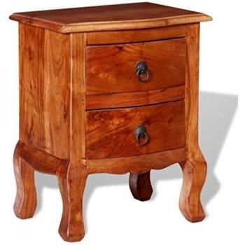 Nightstand with Drawers Solid Acacia Wood Vidaxl