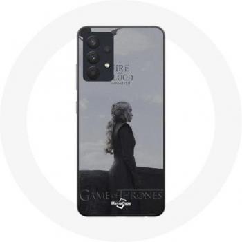 Samsung Galaxy A13 5G Cover Game of Thrones Seizoen 8 Daenerys Targaryen Vuur en Bloed Grijs Logo