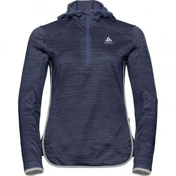 Odlo Pull Intermédiaire Femme 1/2 Zip Steam XL Bleu Marine Mélangé