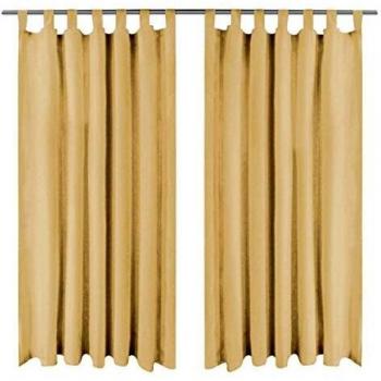 Sonata Beige Micro-Satin Curtains 2 pcs with Loops 140x175 cm