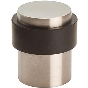 Looped Satin Steel Floor-Mounted Pedestal Doorstop with 40×30 mm Rubber Pad